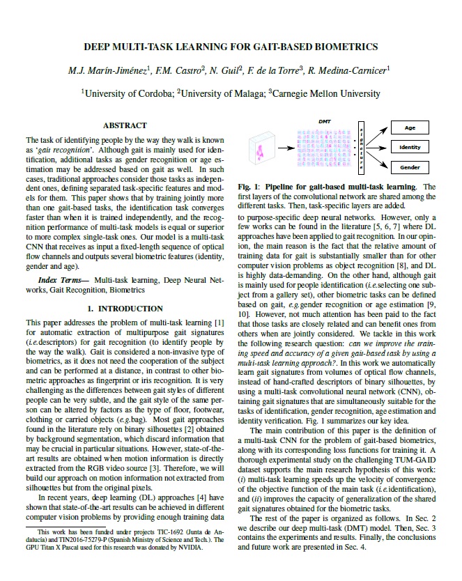 Deep multi-task learning for gait-based biometrics